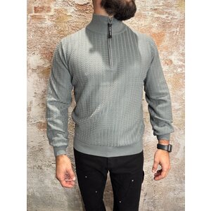 Pure Path Jacquard Structure Knit Half-zip Green