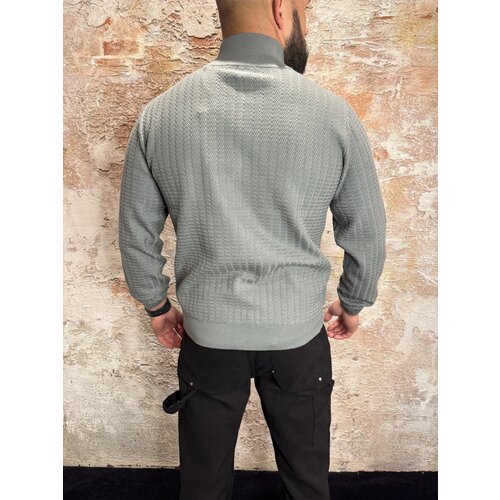 Pure Path Jacquard Structure Knit Half-zip Green