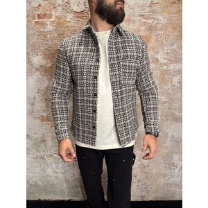 Pure Path Structured Checked Overshirt Dark Brown
