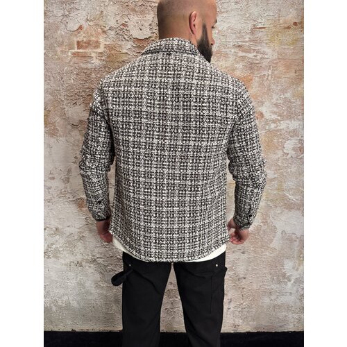Pure Path Structured Checked Overshirt Dark Brown