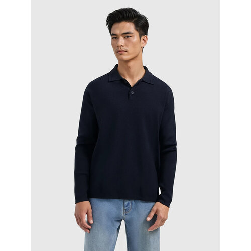 Pure Path Heavy Knit Polo Dark Navy