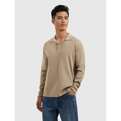 Pure Path Heavy Knit Polo Taupe