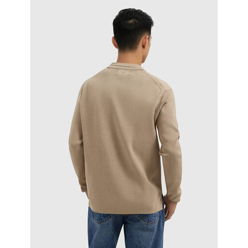 Pure Path Heavy Knit Polo Taupe