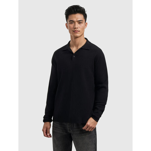 Pure Path Heavy Knit Polo Black Pure Path Heavy Knit Polo Black