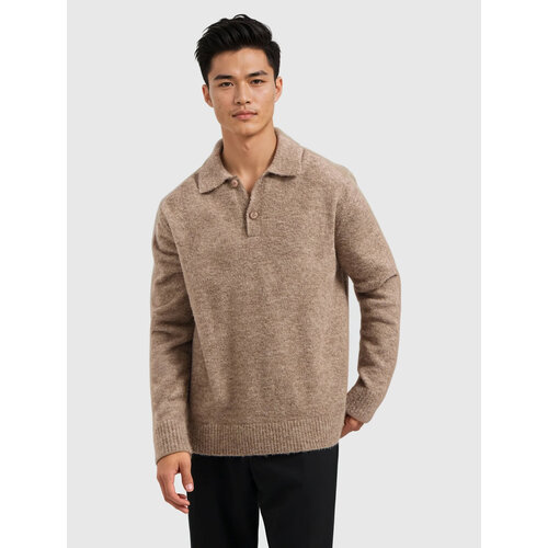 Pure Path Bouclé Knit Polo Taupe Pure Path Bouclé Knit Polo Taupe