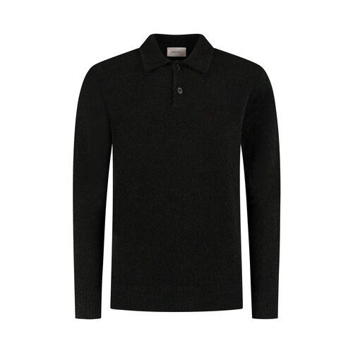 Pure Path Bouclé Knit Polo Black