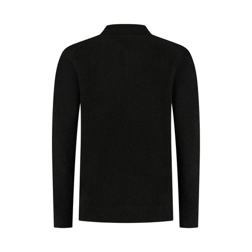 Pure Path Bouclé Knit Polo Black