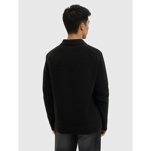 Pure Path Bouclé Knit Polo Black