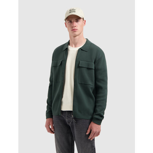 Pure Path Heavy Knit Zip Cardigan Green
