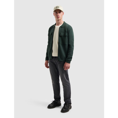 Pure Path Heavy Knit Zip Cardigan Green