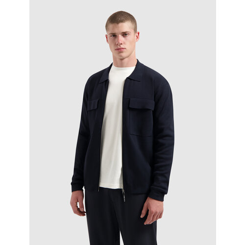 Pure Path Heavy Knit Zip Cardigan Navy