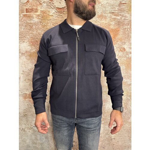 Pure Path Heavy Knit Zip Cardigan Navy
