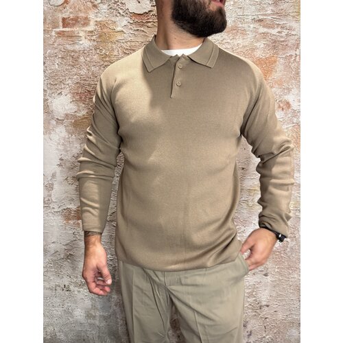 Pure Path Heavy Knit Polo Taupe