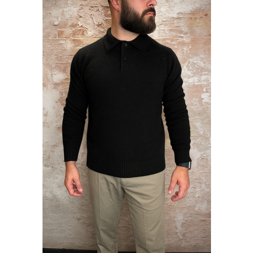 Pure Path Bouclé Knit Polo Black