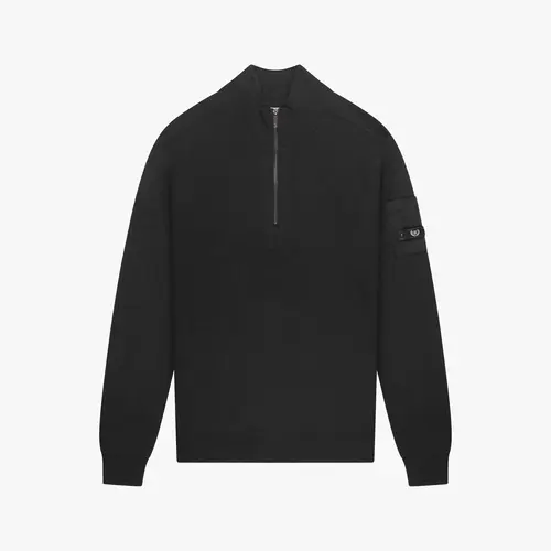 Quotrell Palace Knitted Half Zip Black Quotrell Palace Knitted Half Zip Black