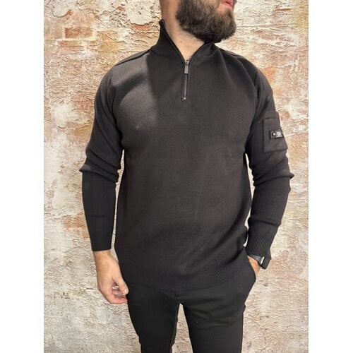 Quotrell Palace Knitted Half Zip Black Quotrell Palace Knitted Half Zip Black