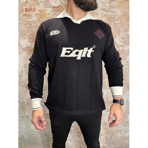 Equalité Knit Jersey Longsleeve Polo Black Equalité Knit Jersey Longsleeve Polo Black