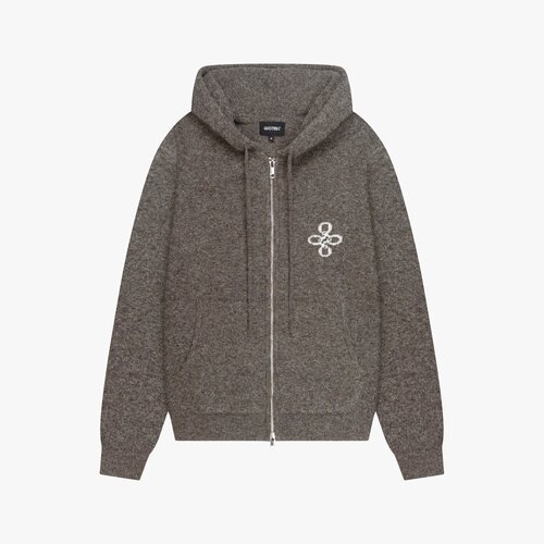 Quotrell Calvin Knitted Zip Hoodie Taupe