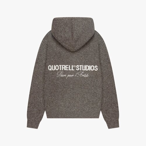 Quotrell Calvin Knitted Zip Hoodie Taupe