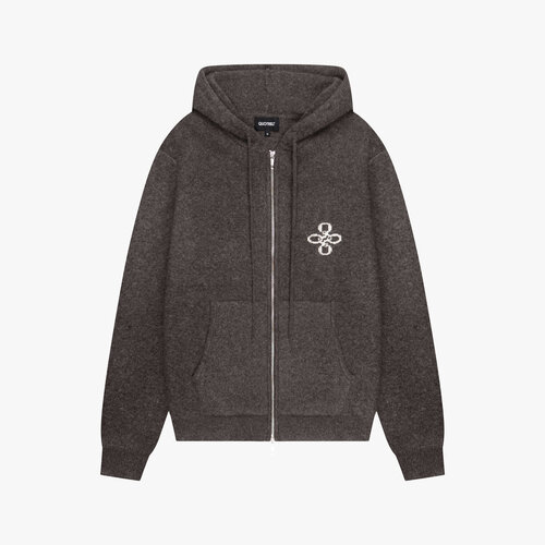 Quotrell Calvin Knitted Zip Hoodie Brown