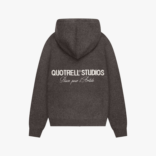 Quotrell Calvin Knitted Zip Hoodie Brown