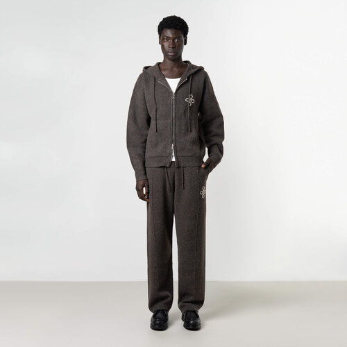 Quotrell Calvin Knitted Zip Hoodie Brown