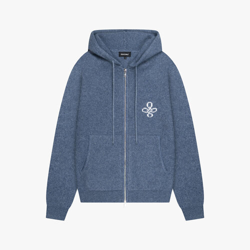 Quotrell Calvin Knitted Zip Hoodie Blue