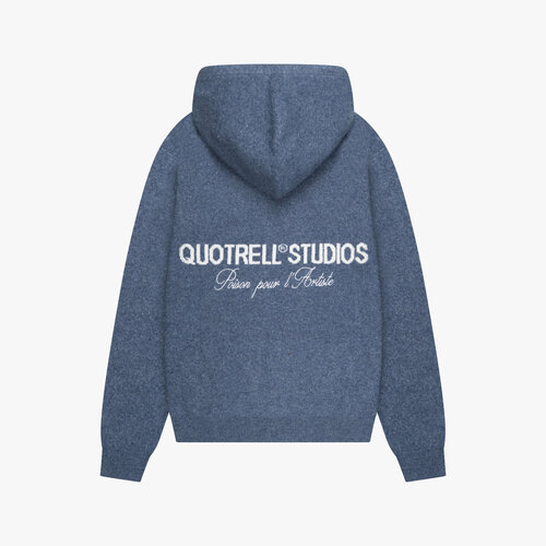 Quotrell Calvin Knitted Zip Hoodie Blue