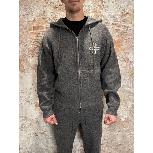 Quotrell Calvin Knitted Zip Hoodie Grey Quotrell Calvin Knitted Zip Hoodie Grey