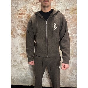 Quotrell Calvin Knitted Zip Hoodie Brown