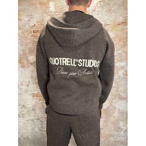 Quotrell Calvin Knitted Zip Hoodie Brown Quotrell Calvin Knitted Zip Hoodie Brown