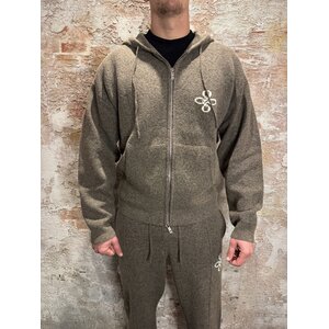 Quotrell Calvin Knitted Zip Hoodie Taupe Quotrell Calvin Knitted Zip Hoodie Taupe