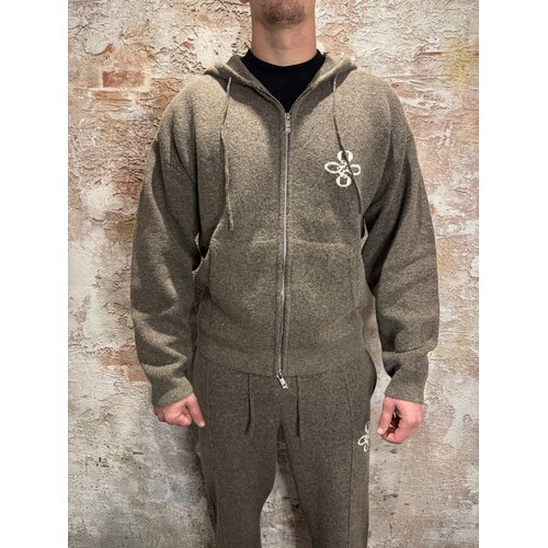 Quotrell Calvin Knitted Zip Hoodie Taupe Quotrell Calvin Knitted Zip Hoodie Taupe