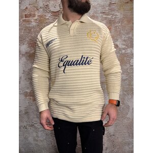 Equalité Heritage Rib Knit Polo Off White