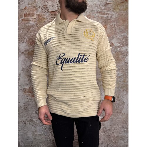 Equalité Heritage Rib Knit Polo Off White