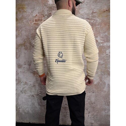 Equalité Heritage Rib Knit Polo Off White