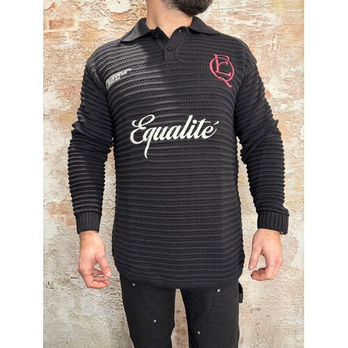 Equalité Heritage Rib Knit Polo Black
