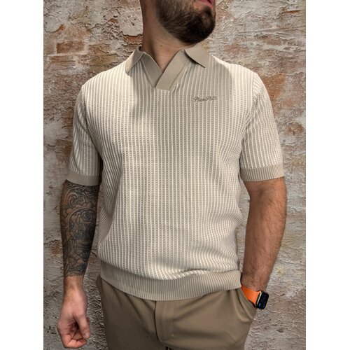 Pure Path Ladder Stitch Knit Polo Sand