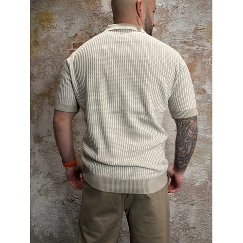 Pure Path Ladder Stitch Knit Polo Sand