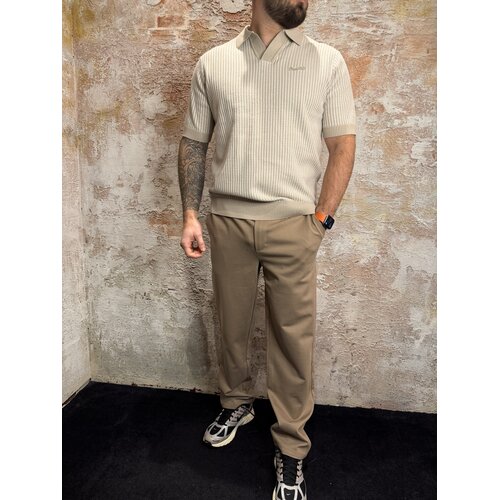 Pure Path Ladder Stitch Knit Polo Sand