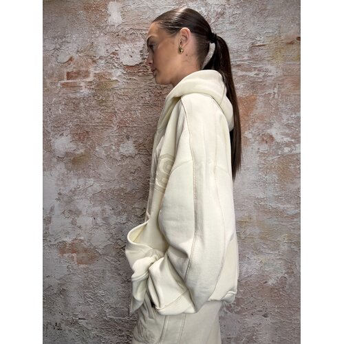 Malelions Varsity Straight Zip Hoodie Cream