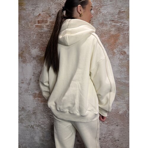 Malelions Varsity Straight Zip Hoodie Cream