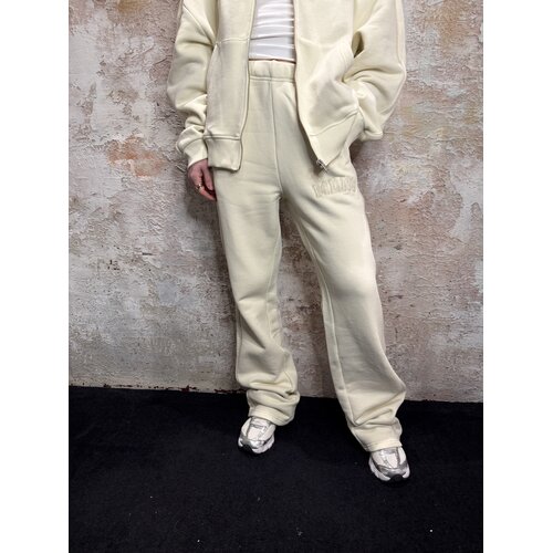 Malelions Varsity Straight Leg Sweatpants Cream