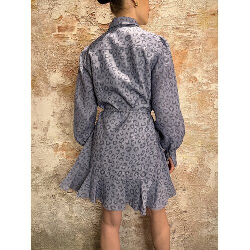 Nikkie Pragues Leopard Dress Misty Blue