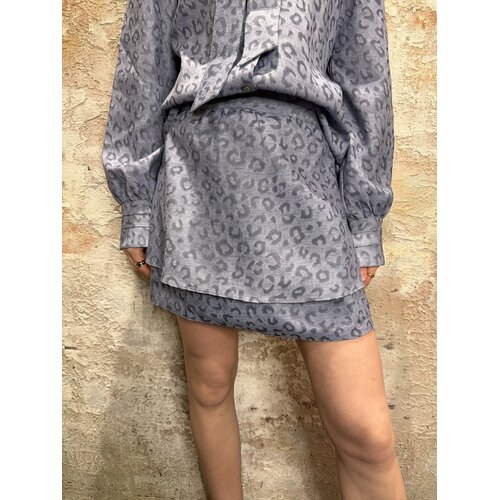 Nikkie Pragues Leopard Skirt Misty Blue