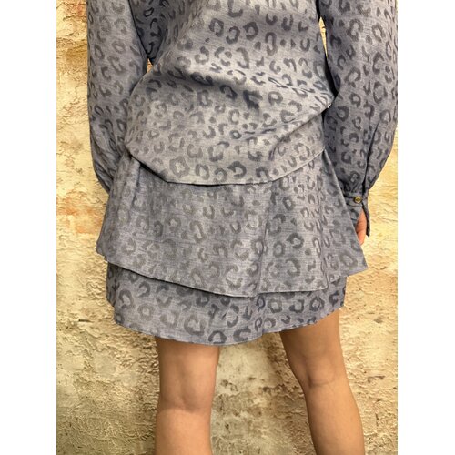Nikkie Pragues Leopard Skirt Misty Blue