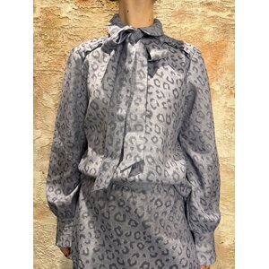 Nikkie Pragues Leopard Blouse Misty Blue