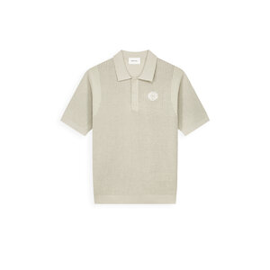 Pure Path Emblem Open Knit Polo Sand