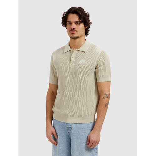 Pure Path Emblem Open Knit Polo Sand
