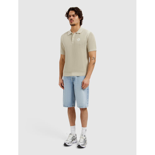 Pure Path Emblem Open Knit Polo Sand
